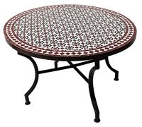 Mesa mosaico marroquí, mesa de centro, diámetro 100 cm, grande y redonda. Mesa redonda pequeña de mosaico para jardín, estilo mediterráneo. Ideal como mesa auxiliar para balcón o jardín. Modelo Albaic