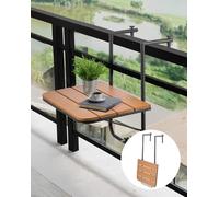 Mesa para balcón VEVOR, 595 x 400 mm, plegable, para barandillas exteriores, con 4 niveles de ajuste, compatible con barandillas de 2,54 a 21 cm, mesa de servicio para terrazas y patios