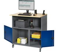 Mesa para PC RAU, con pared medianera, con juego de ruedas