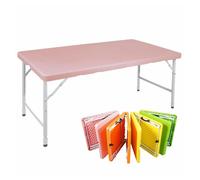 Mesa plegable 125cm - portátil, resistente, altura ajustable, multifuncional - rosa