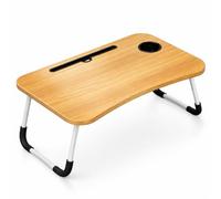 Mesa Plegable Auxiliar portátil pequeña. Mesita para Ordenador en Cama, Sofa, salón, Cocina, Suelo. Posavasos. Patas Antideslizantes. Ranura para Tablet y Pen. Superficie Texturizada. 60x40cm