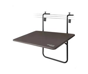 Mesa plegable balcón multiposición Aktive, estante de pared plegable, altura ajustable, aspecto de ratán, para exteriores, decoración de Patio y jardín