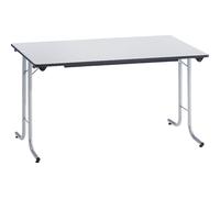 Mesa plegable, con bordes redondeados armazón de tubo redondo, tablero rectangular