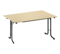 Mesa plegable, con bordes redondeados armazón de tubo redondo, tablero rectangular