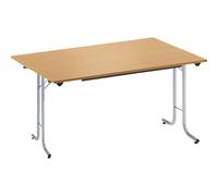 Mesa plegable, con bordes redondeados armazón de tubo redondo, tablero rectangular