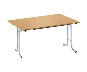 Mesa plegable, con bordes redondeados armazón de tubo redondo, tablero rectangular