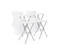 Mesa plegable de acero para eventos con funda protectora, set de 4, gala + funda x4, blanco, 81x81x110 cm