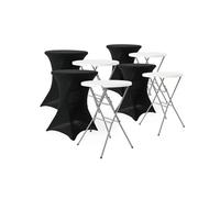 sweeek - Mesa plegable de acero para eventos con funda protectora, set de 4 , Gala + funda x4 , 81x81x110 Negro