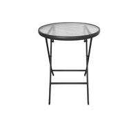 Mesa Plegable de Acero para Interior y Exterior Antracita. Mesa de Cristal Estable y Resistente para Jardín, Balcón, Terraza y Patio 60x70 cm.