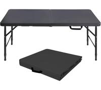 Mesa plegable de plástico, 125 x 61 cm, con asa, ideal para jardín y camping