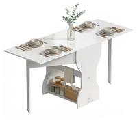 Mesa plegable HOMCOM, mesa de cocina con espacio de almacenamiento para 2-4 personas, color blanco