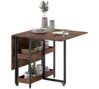 Mesa plegable HOMCOM para comedor, mesa de cocina para 4 personas con 2 estantes abiertos y ruedas