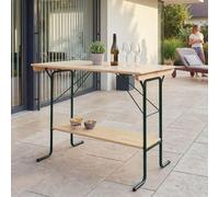 Mesa plegable HWC-L67, mesa para jardín, mesa de cerveza, mesa para pabellón, mesa para camping, plegable, de metal, pino y madera, 110x125x70 cm, con certificación