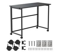 Maclean MC-1250 Escritorio Móvil Plegable de 100 x 50 cm con Estructura de Acero | Capacidad de Carga de 50 kg | Mesa de Trabajo para Ordenador, Mesa de Oficina, Escritorio con Ruedas (Negro)