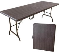 Mesa plegable, mesa de jardín plegable de 180 x 75 cm, mesa tipo buffet con capacidad de carga de hasta 150 kg, mesa de fiesta resistente, plegada sirve como mesa auxiliar y es fácil de transportar (m