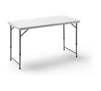 Mesa plegable multifuncional de altura regulable 120 x 60 x 52,5-75 cm, plegado y asa para su desplazamiento 52.5 cm