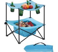 Mesa plegable multiusos VEVOR, mesa tipo buffet portátil de 56 cm, mesa impermeable fabricada con tela Oxford 600D, con 4 portavasos, mesa para jardín, camping, fiestas, picnics, barbacoas, azul