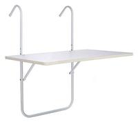 Mesa plegable para balcón 60 x 40 cm - Mesa colgante para balcón en blanco - inclinable, resistente a la intemperie y soporta hasta 20 kg
