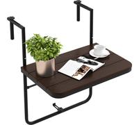 Mesa plegable para balcón, con altura ajustable en 3 niveles, resistente a la intemperie, de 60x40 cm, color marrón