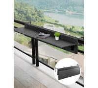 Mesa plegable para balcón VEVOR, 1500x300 mm, para uso en exteriores. Mesa plegable con capacidad de carga de 22 kg, compatible con barandillas de 2,54 a 15 cm. Mesa de servicio para terrazas y patios