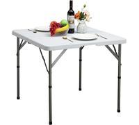 Mesa plegable para camping - Mesa cuadrada para jardín - Mesa de buffet y para fiestas de plástico - 87 x 87 cm