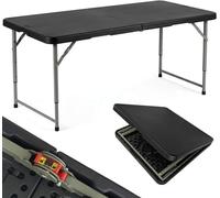 Mesa plegable para camping, resistente a la intemperie, para jardín, 122 cm, con altura ajustable, plegable, mesa para jardín, mesa tipo buffet, portátil, plegable, color , con asa de transporte y gan