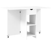 Mesa plegable para comer, ideal para 2-4 personas – Mesa plegable y portátil – Con espacio de almacenamiento y ruedas