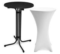Mesa plegable para exteriores Beautissu Bellini, de 60 cm de diámetro, blanca, con funda