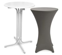 Mesa plegable para exteriores Beautissu Bellini, diámetro 60 cm, color antracita, con funda