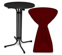 Mesa plegable para exteriores Beautissu Bellini, diámetro 60 cm, color burdeos, con funda