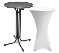 Mesa plegable para exteriores Beautissu Bellini, diámetro 60 cm, color gris, con funda