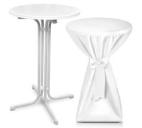 Mesa plegable para exteriores Beautissu Bellini, diámetro 70 cm, blanca, con funda