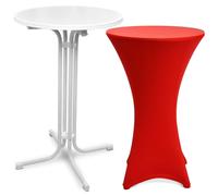 Mesa plegable para exteriores Beautissu Bellini, diámetro 70 cm, color rojo, con funda