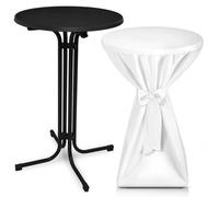 Mesa plegable para exteriores Beautissu Bellini, diámetro 80 cm, blanca, con funda