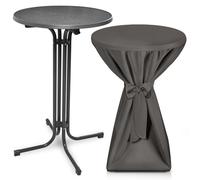 Mesa plegable para exteriores Beautissu Bellini, diámetro 80 cm, color antracita, con funda