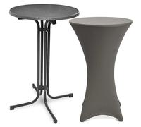 Mesa plegable para exteriores Beautissu Bellini, diámetro 80 cm, color antracita, con funda