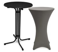 Mesa plegable para exteriores Beautissu Bellini, diámetro 80 cm, color antracita, con funda
