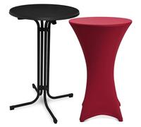 Mesa plegable para exteriores Beautissu Bellini, diámetro 80 cm, color burdeos, con funda