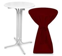 Mesa plegable para exteriores Beautissu Bellini, diámetro 80 cm, color burdeos, con funda