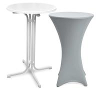 Mesa plegable para exteriores Beautissu Bellini, diámetro 80 cm, color plateado, con funda