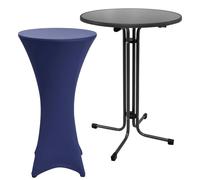Mesa plegable para exteriores Beautissu Sylt, diámetro 70 cm, color azul, con funda