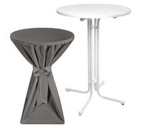 Mesa plegable para exteriores Beautissu Sylt, diámetro 70 cm, color gris, con funda