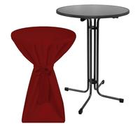 Mesa plegable para exteriores Beautissu Sylt, diámetro 80 cm, color burdeos, con funda