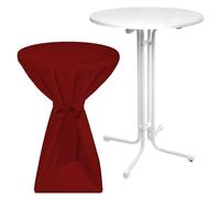 Mesa plegable para exteriores Beautissu Sylt, diámetro 80 cm, color burdeos, con funda