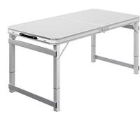 Mesa plegable para jardín Silecomplaza, de aluminio, ideal para camping. Mesa auxiliar con asa, altura ajustable. Mesa para comer, perfecta para picnics, barbacoas, fiestas y la playa (Color: Blanco, 