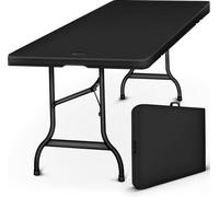 Mesa plegable para jardín Unyqoos® de 180 x 75 x 74 cm: tablero de plástico, estructura de acero, plegable con asa de transporte, ideal como mesa de buffet o para camping, para 6 personas, con capacid