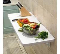 MCLAYF Mesa plegable para cocina, montada en pared con hojas abatibles, blanca