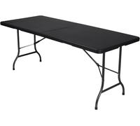 Mesa plegable Perel de 180x75 cm, con apariencia de ratán, color . Mesa para jardín, mesa para camping, portátil