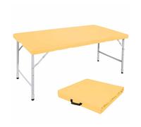 Mesa plegable portátil 125cm - resistente, altura ajustable, multiusos - amarillo claro