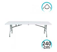 7house Mesa Plegable Portátil Resina 240cm Blanco 7house